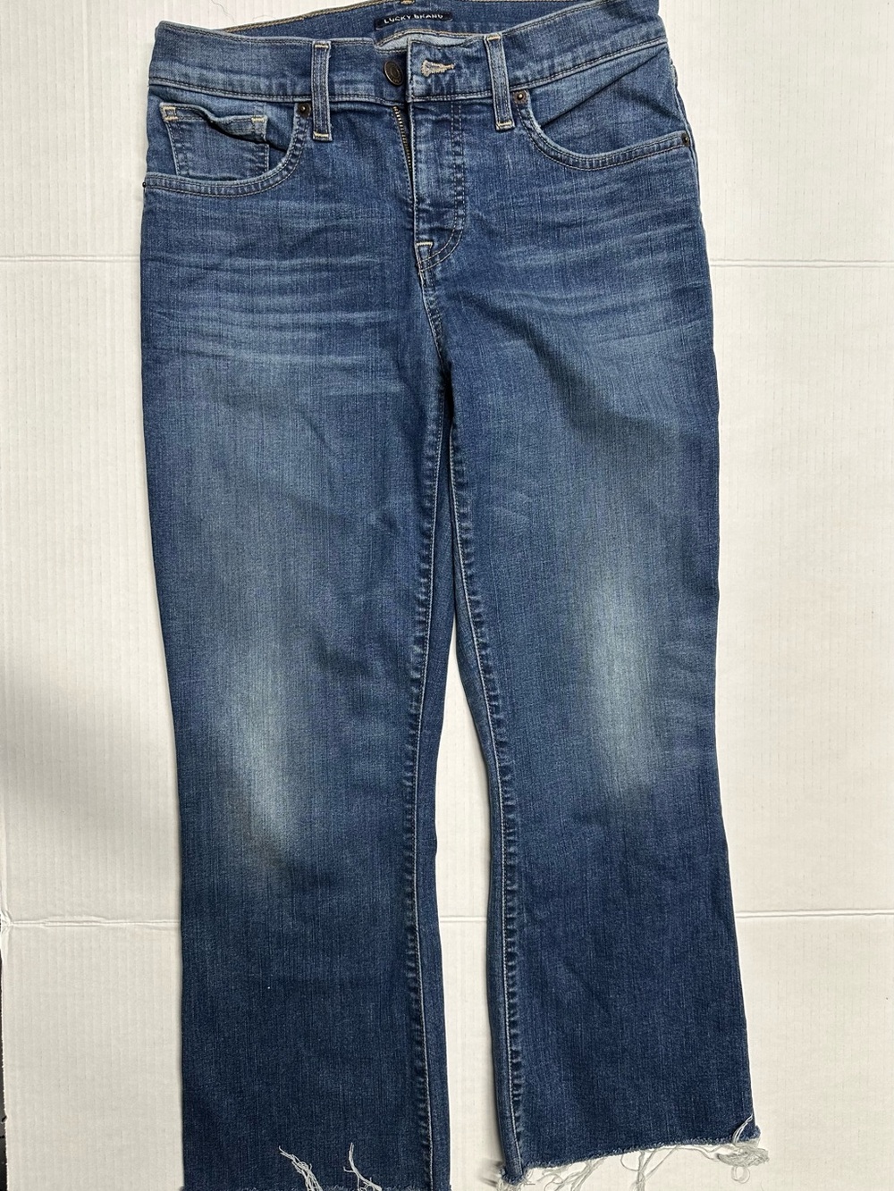 Lucky Brand Women's Dark Blue Distressed Flare Jeans